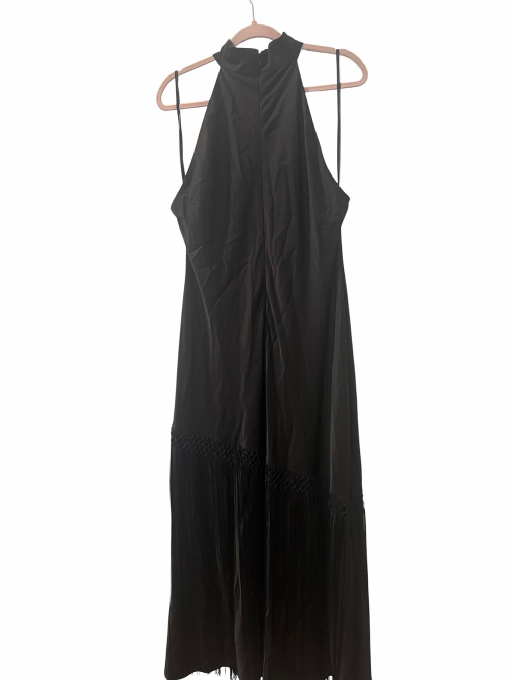 Donna Karan High Neck Fringe Maxi Gown Black size 14 NWT - Picture 10 of 12